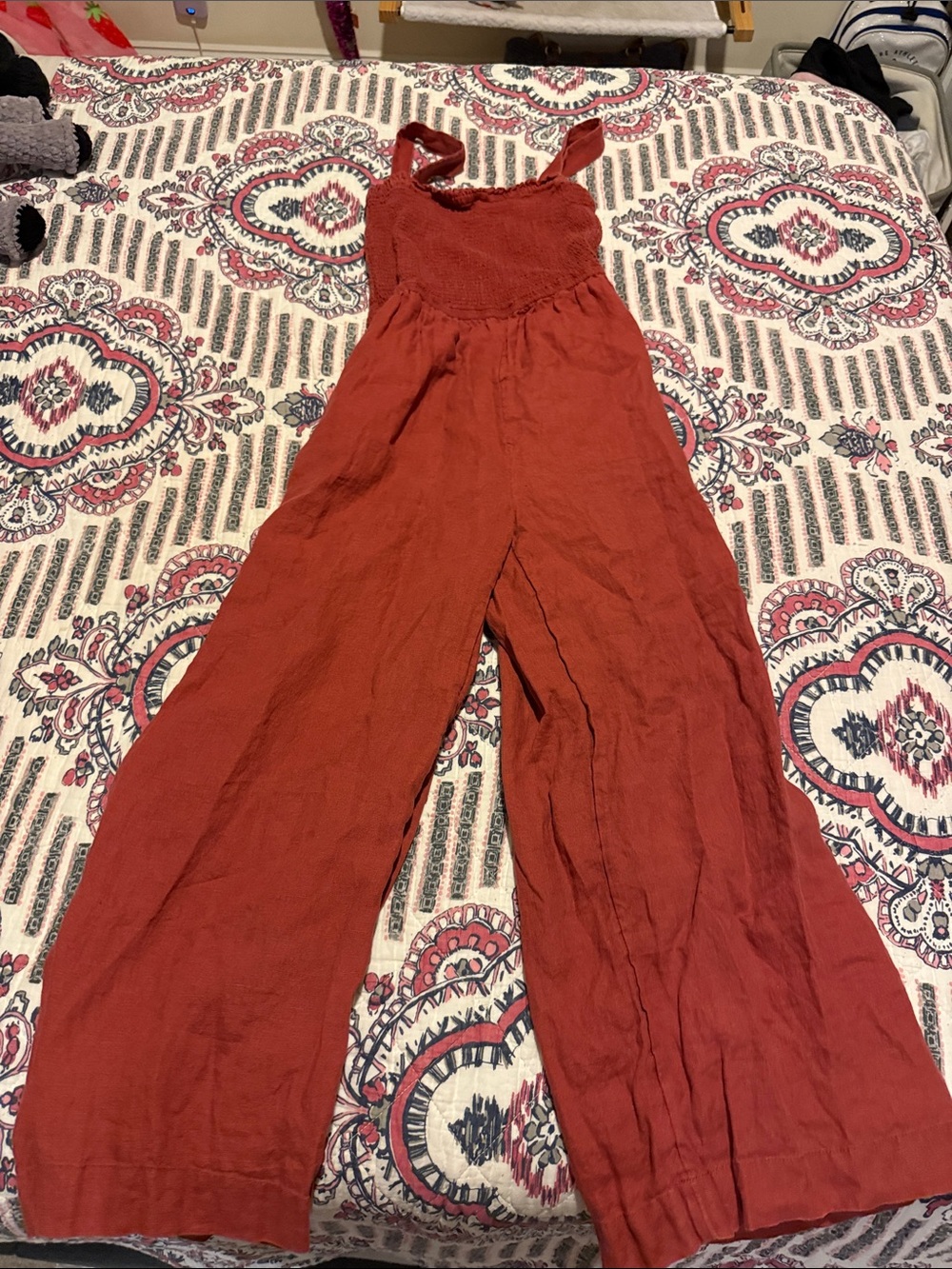 Women’s Rust Red Wide-Leg Jumpsuit